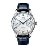 42mm Stainless Steel Silver Arabic Dial On Blue Strap