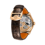 44mm 18k Rose Gold Perpetual Calendar Silver Dial On Brown Strap