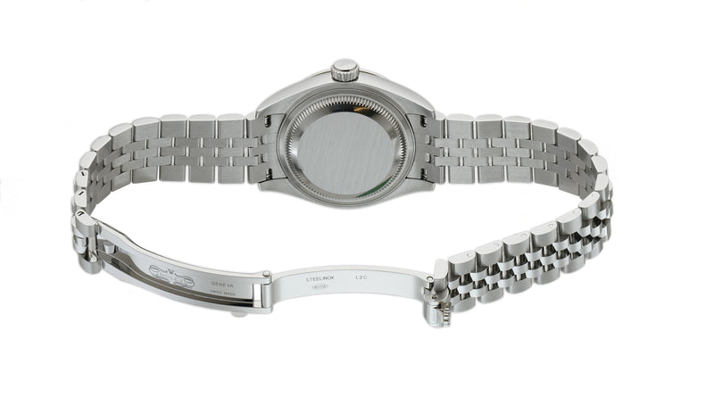 28mm Stainless Steel Dark Grey Diamond Dial 18k Fluted Bezel Jubilee Bracelet