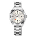 37mm Revival Stainless Steel Silver Dial Octagonal Case Bracelet