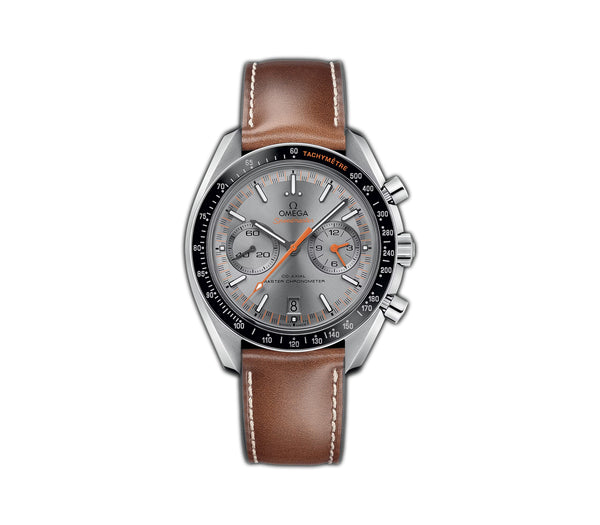44mm Racing Chronograph Steel Grey Dial on Leather