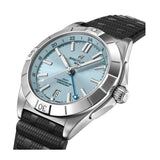 40mm Ice Blue Dial Automatic GMT Black Rubber Strap