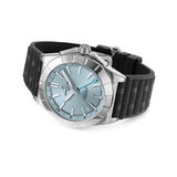 40mm Ice Blue Dial Automatic GMT Black Rubber Strap