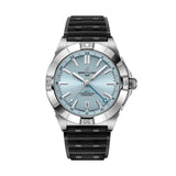 40mm Ice Blue Dial Automatic GMT Black Rubber Strap