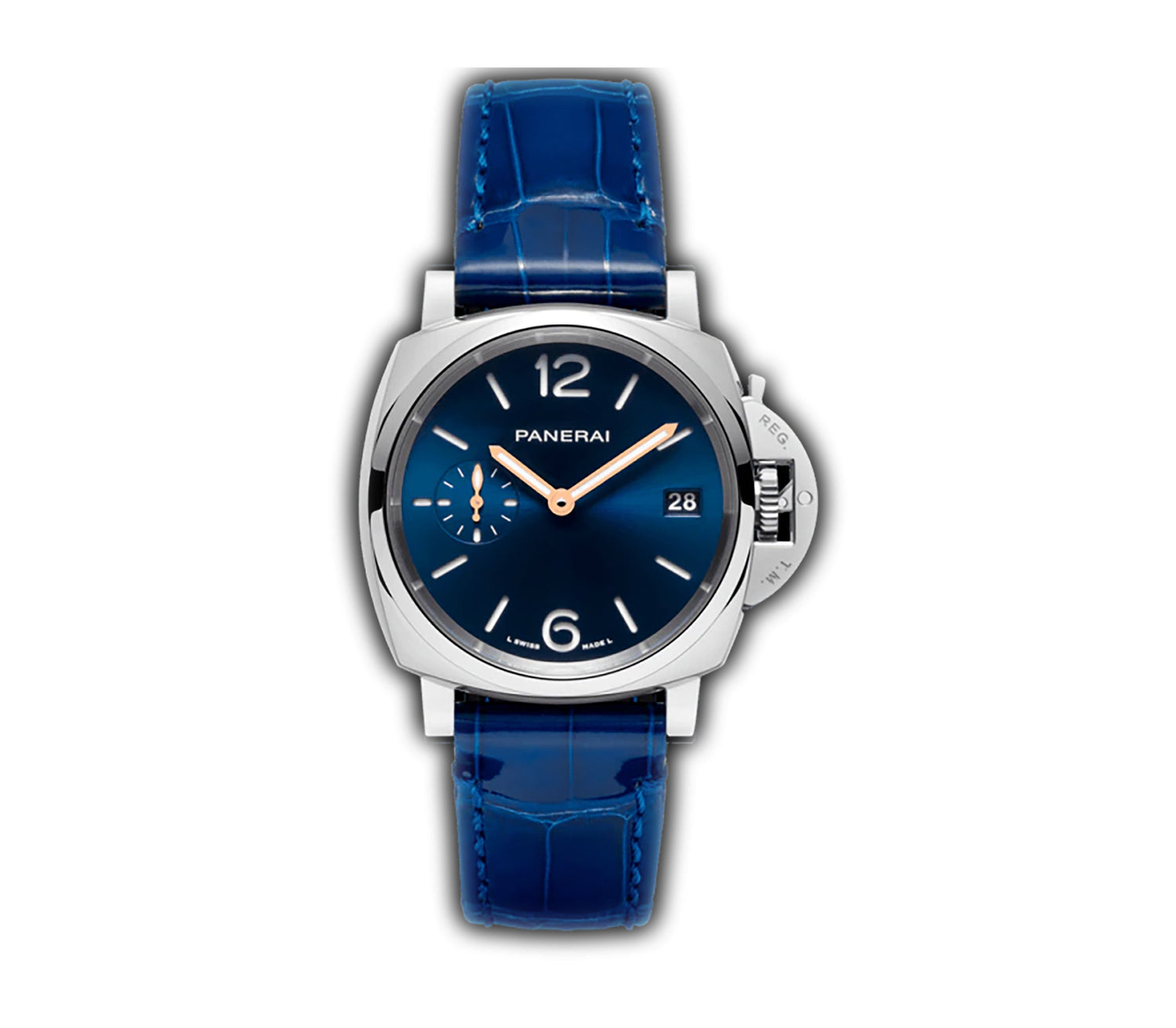 Panerai 38mm Luminor Due Stainless Steel Blue Sandwich Dial