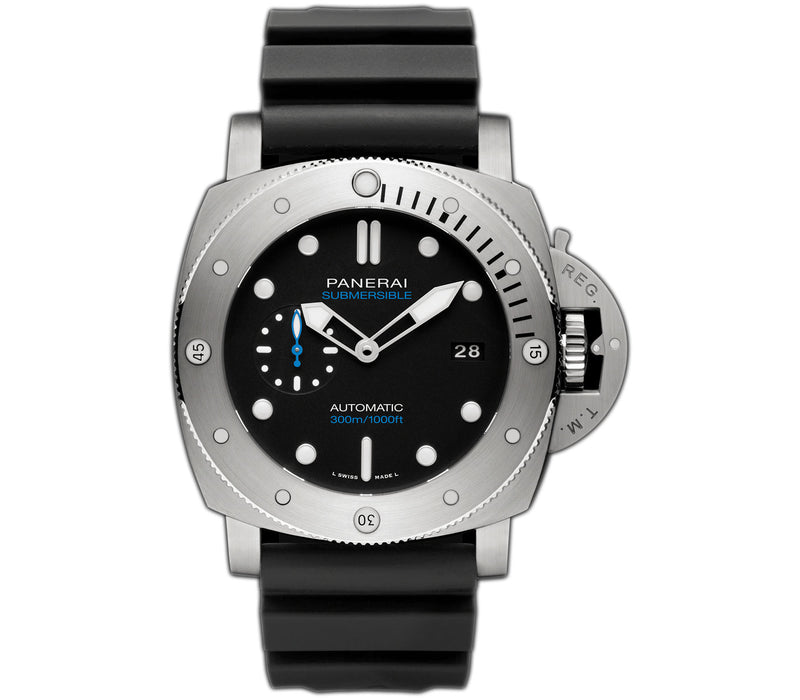 Panerai 47mm Submersible Steel Black Dial Titanium Bezel PAM02305