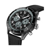 46mm Mosquito Night Fighter GMT Black leather Strap