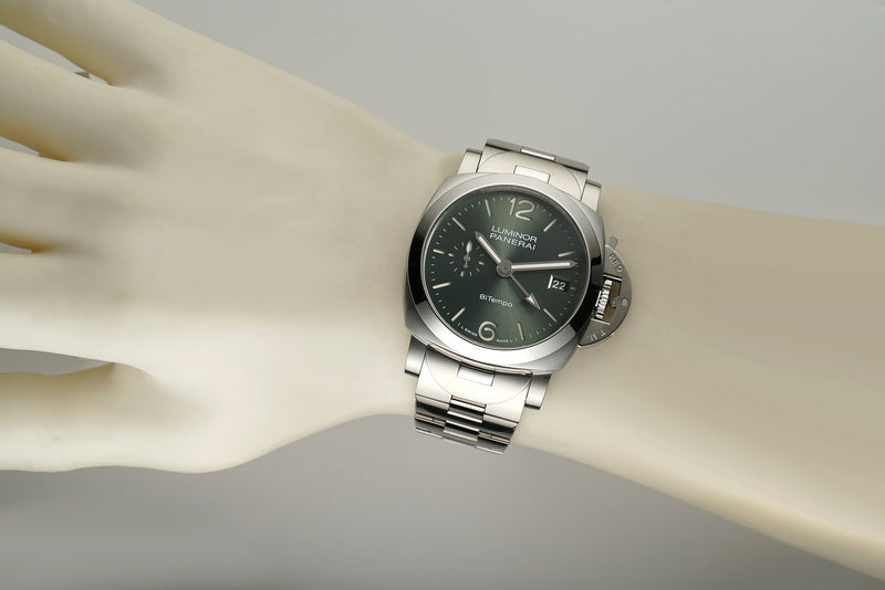 40mm Quaranta BiTempo Steel Green Dial