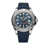 40 Steel Blue Dial Platinum Bezel RubberB