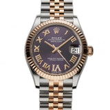 31mm Steel & 18k RG Aubergine Purple Diamond VI Jubilee