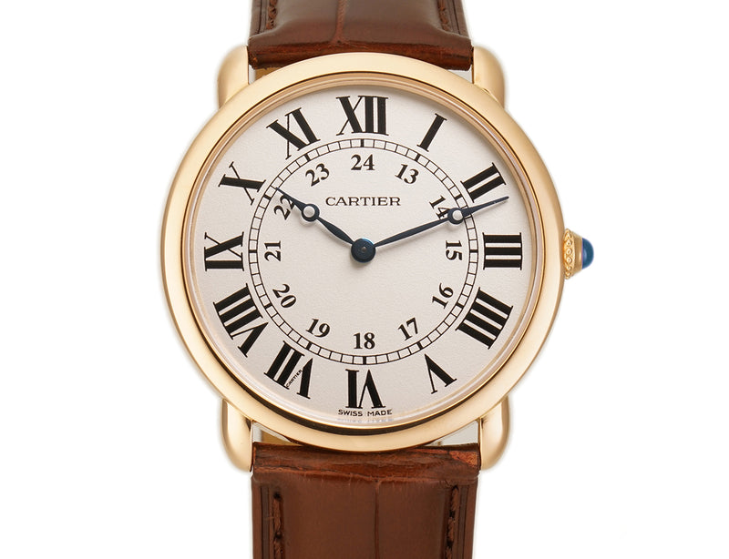 36mm Ronde Louis Mecanique 18k Rose Gold Silver Dial Box and Papers 2009