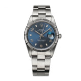 34mm Vintage Date Engine Turned Bezel Blue Dial