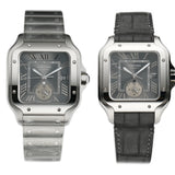 40mm Large Steel Dual Time Anthracite Grey Dial