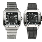 40mm Large Steel Black Dial