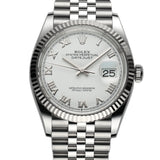36mm Steel White Roman Dial 18k Fluted Bezel Jubilee 2023