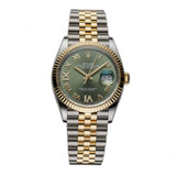 36mm Steel and 18k YG Olive Green Diamond Dial