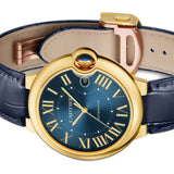 40mm 18k Yellow Gold Blue Dial Blue Strap Automatic