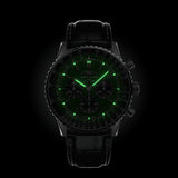 46mm B01 Chronograph Steel Green Dial Leather Strap
