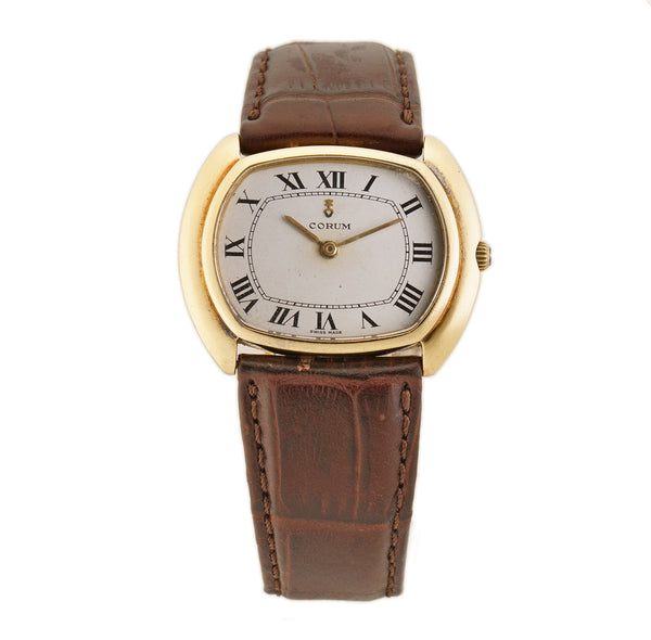 36mm Vintage 18k Yellow Gold Mechanical Dress Watch