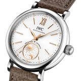 34mm Day & Night Stainless Steel Silver Dial On Brown Strap