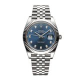 41mm Steel Blue Diamond Dial Fluted Bezel Jubilee