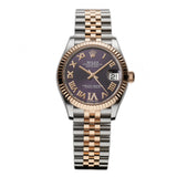 31mm Steel & 18k RG Aubergine Purple Diamond VI Jubilee