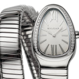 35mm Tubogas Double Spiral Steel Diamonds Silver Dial