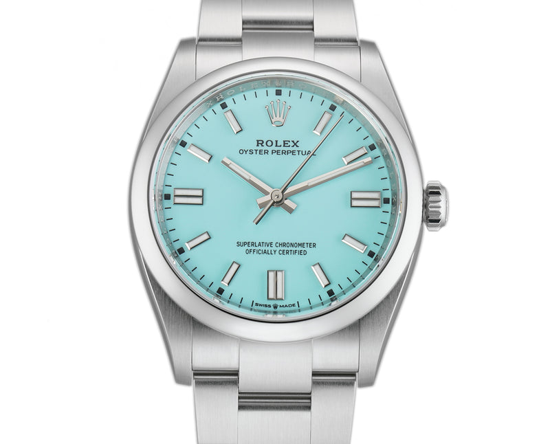 36mm No-Date Stainless Steel Turquoise Blue Index Dial