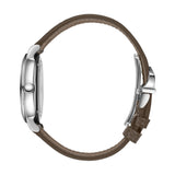34mm Day & Night Stainless Steel Silver Dial On Brown Strap