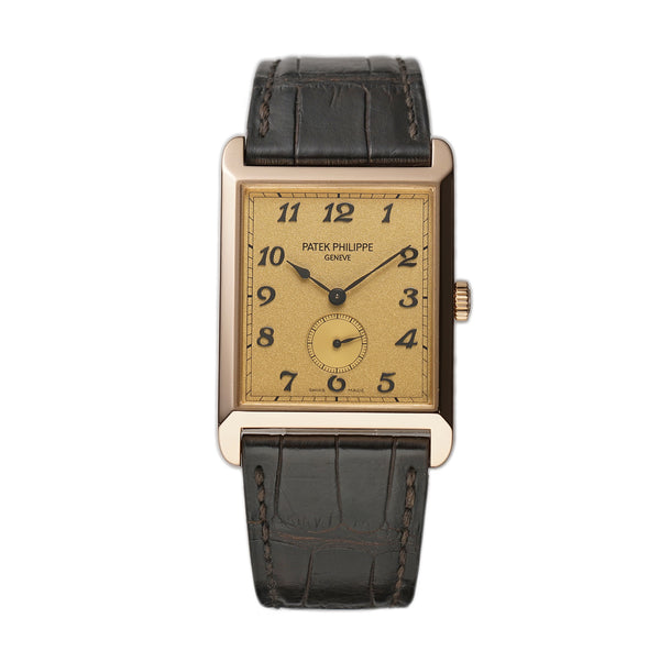 30mm 18k Rose Gold Golden Dial Dress Watch