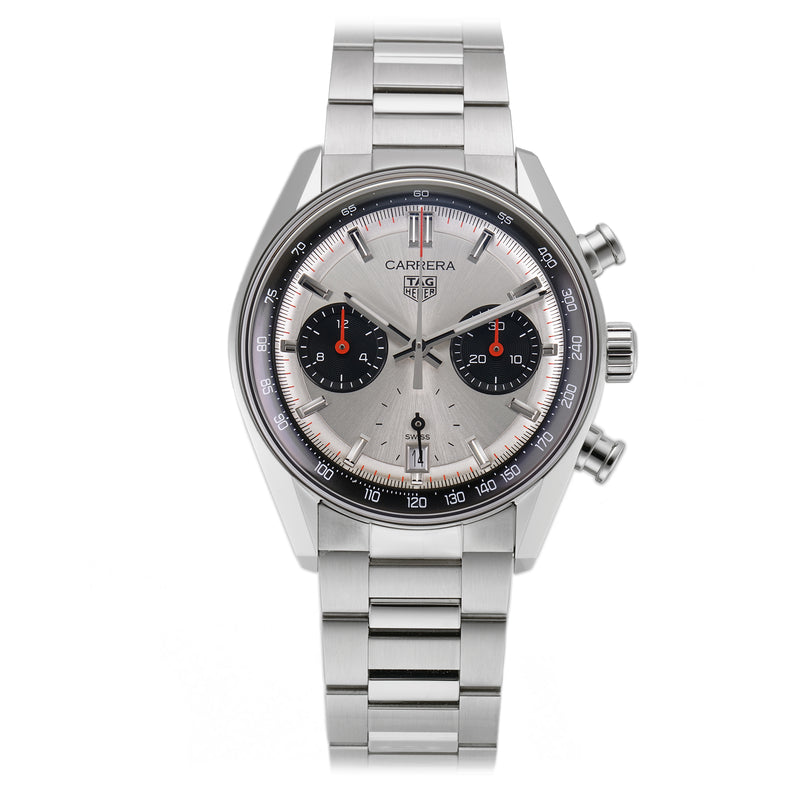 39mm Glass Box Chronograph Steel White Sunray Dial