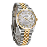 36mm Steel & Yellow Gold MOP Mother of Pearl Diamond Dial Jubilee Bracelet