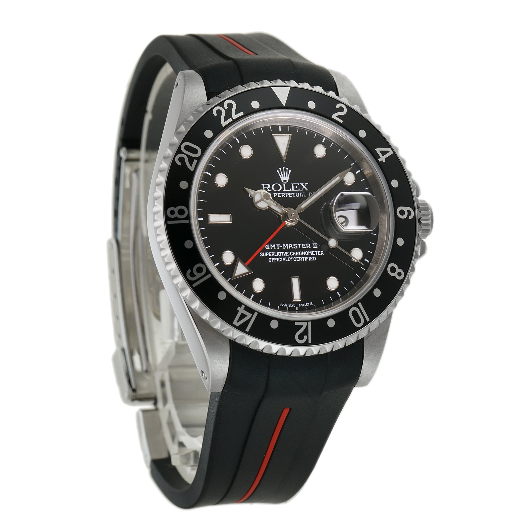 Rolex GMT-Master II Steel Black Bezel Insert 16710 P Serial Circa