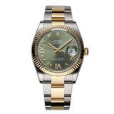 36mm Steel and 18k YG Olive Green Diamond VI & IX Dial Oyster