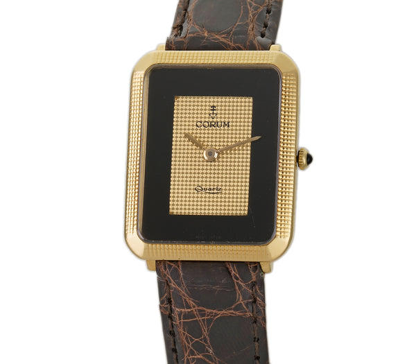 Corum 26mm Vintage Dress Watch 18k Yellow Gold Hobnail Dial