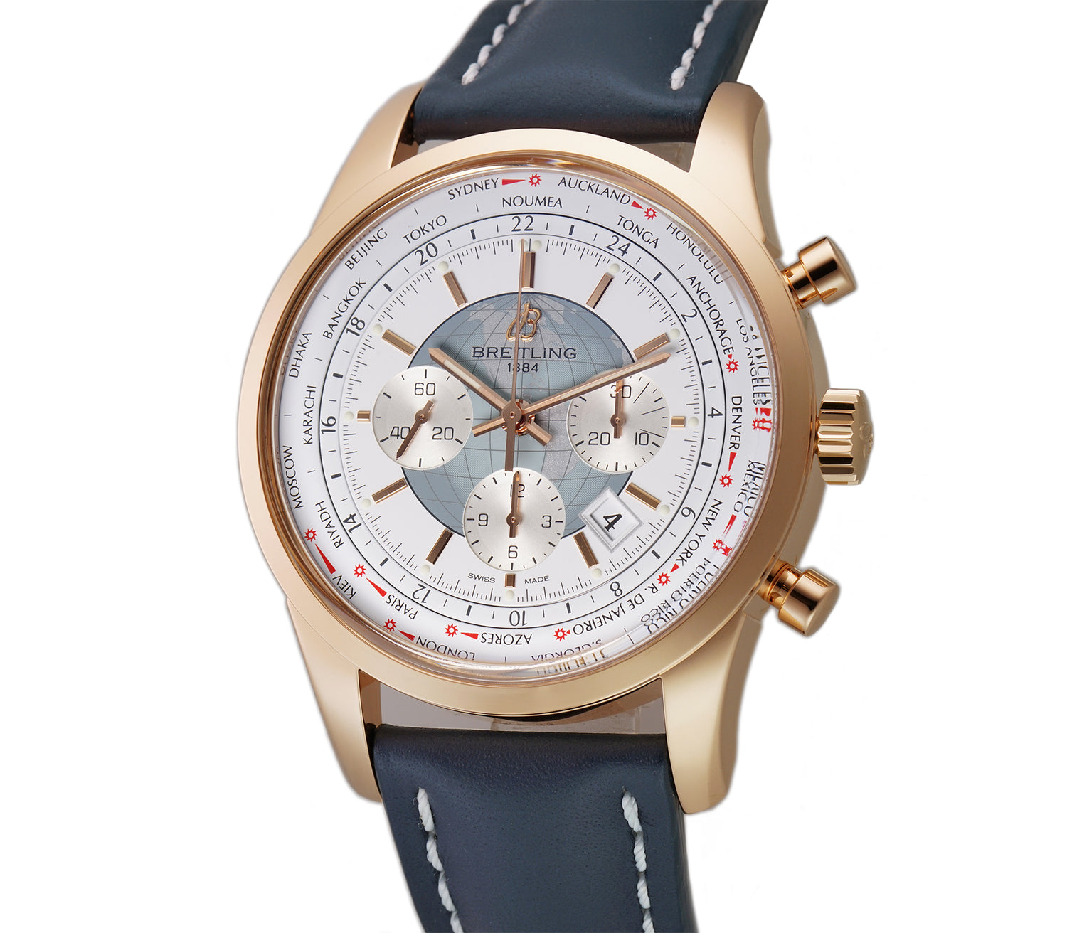 Breitling Transocean 46mm Unitime Chronograph 18k Rose Gold RB0510