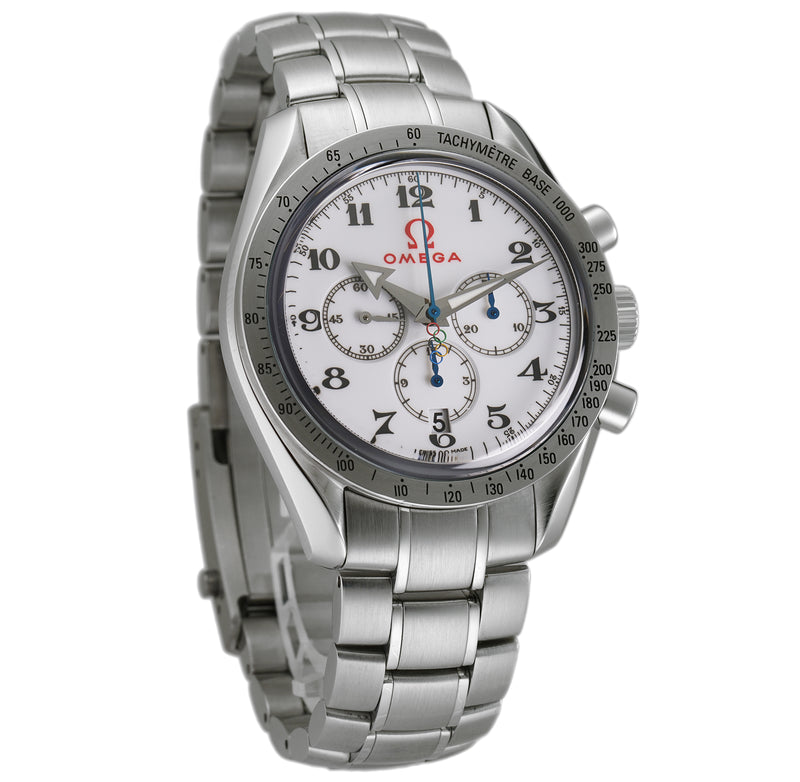 Omega speedmaster chronograph white dial best sale