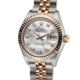 28mm Steel and 18k Everose Gold MOP Diamond Dial Jubilee