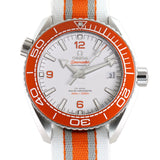 44mm Planet Ocean Stainless Steel Orange Bezel White Dial