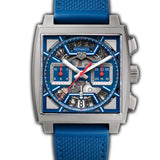 39mm Titanium Chronograph Blue Skeleton Dial