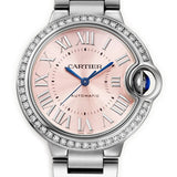 33mm Pink Roman Dial Diamond Bezel Stainless Steel Bracelet