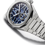 41mm Skyline Skeleton Steel Blue Dial