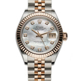 28mm Steel and 18k Everose Gold MOP Diamond Dial Jubilee