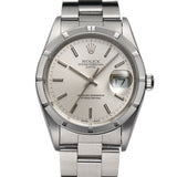 34mm Vintage Date Engine Turned Bezel Silver Dial