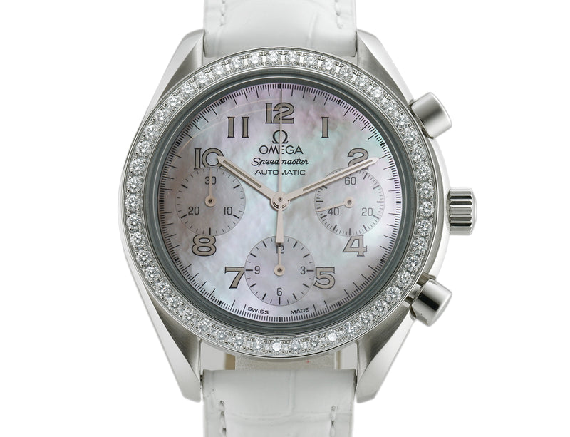 39mm Ladies Reduced Chronograph Diamond Bezel MOP Dial