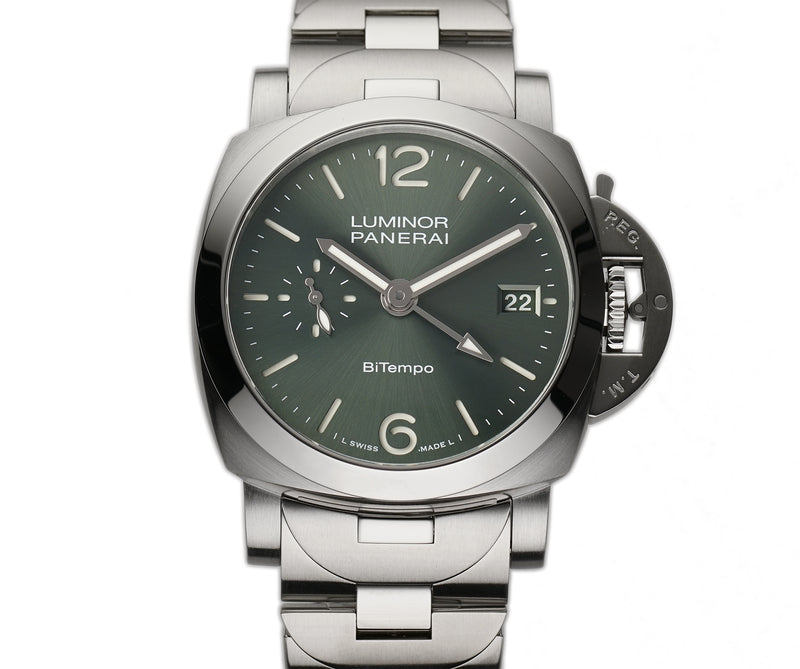 40mm Quaranta BiTempo Steel Green Dial