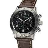 39mm Transatlantique Flyback Chrono Steel Black Dial