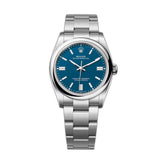 36mm No-Date Steel Med Blue Index Dial
