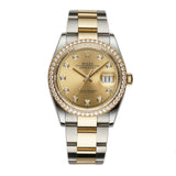 36mm Steel and 18k YG  Champagne Diamond Dial & Bezel Oyster
