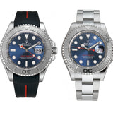 40 Stainless Steel Platinum Bezel Blue Dial With Black RubberB